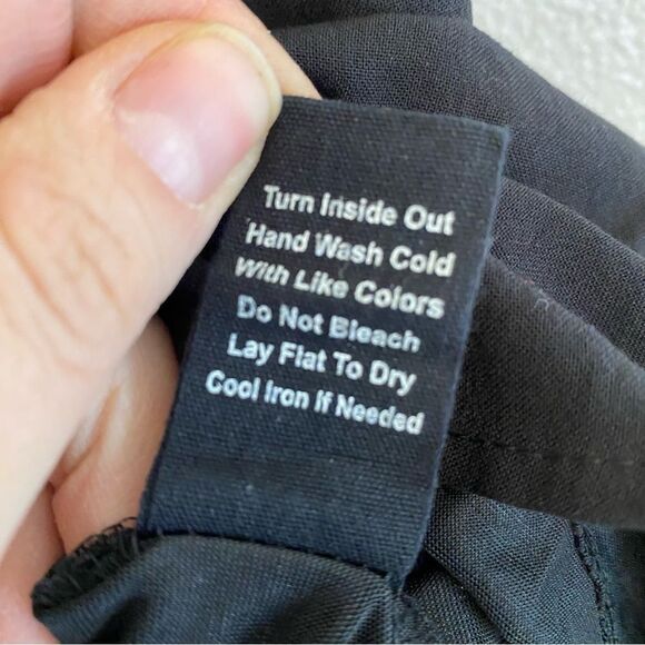 Black Lace trim sleeveless elastic waist whimsy goth festival mock rayon Dress L - Picture 6 of 9